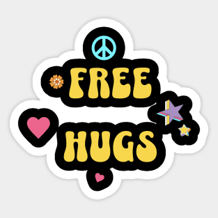 Free Hugs Hippie Style Sticker